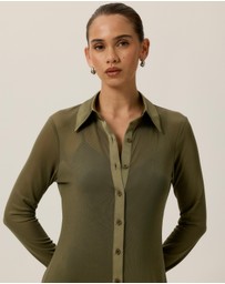 Tussah - Bonnie Ruched Waist Collar Midi Dress