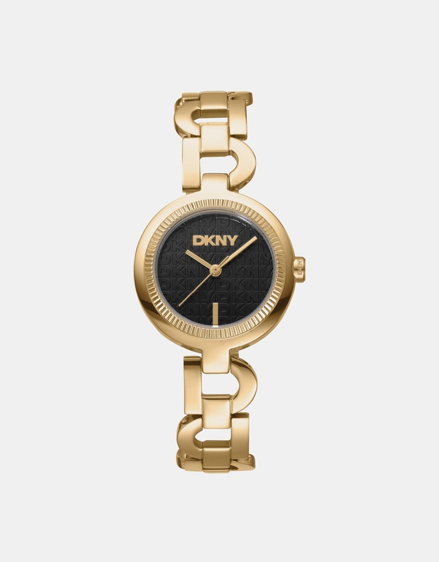 DKNY - Open Link Gold 28mm Black Dial Womens Watch