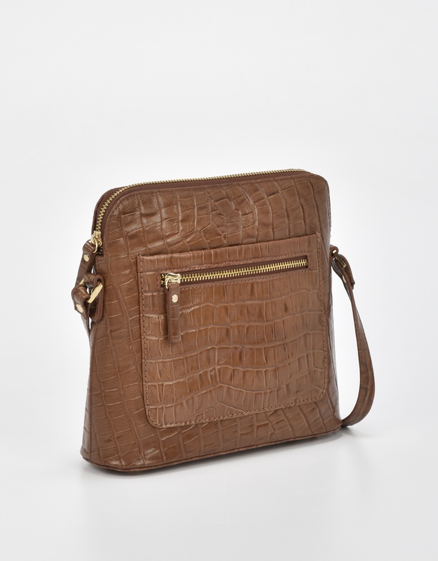 Cobb & Co - Kingsley Croc Leather RFID Safe Crossbody