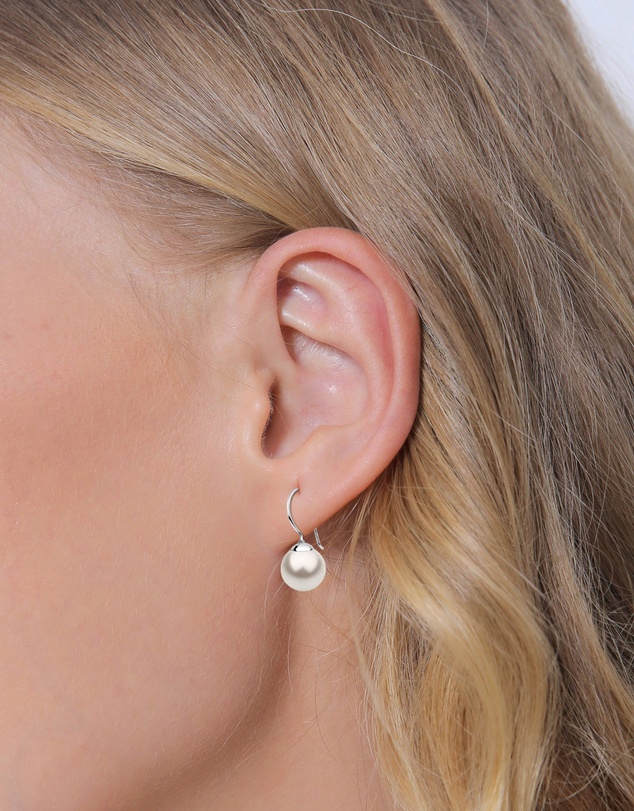 Elli Jewelry - Earrings Drop Basic Synthetic Pearl White 925 Sterling Silver