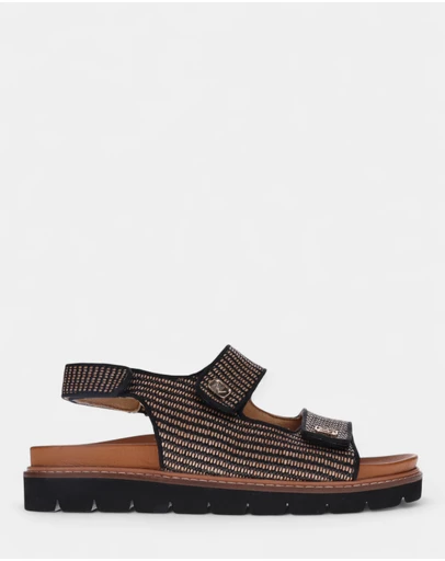 Mia Vita - Dakota Slingback Sandal - Black Raffia