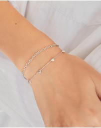 Ania Haie - Ania Haie Silver Pave Puffed Heart Station Bracelet
