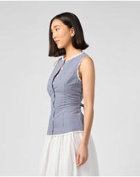 MVN - Gingham Lace Trim Top