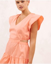 AERE - Organic Cotton Ruffle Sleeve Mini Dress