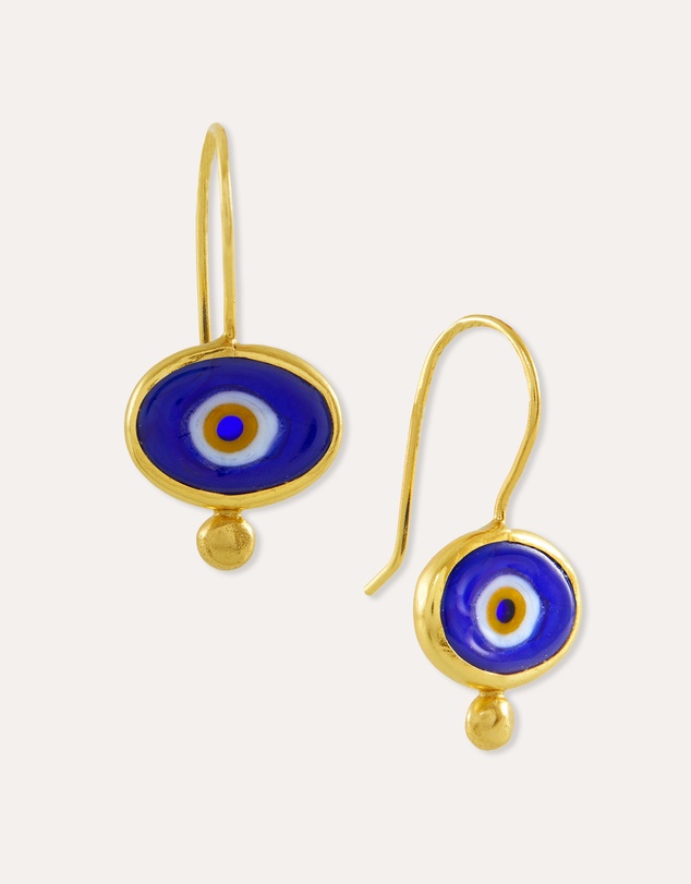 Ottoman Hands - Alara Navy Evil Eye Drop Earrings