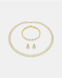 Swarovski - Una Angelic Set, Set 3, Round Cut, White, Gold-tone Plated