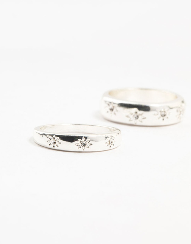 Lovisa - Silver Plated Celestial Star Rings 3-Pack