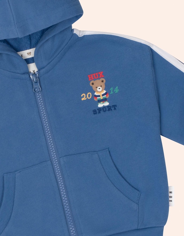 Huxbaby - Heritage Blue Sports Zip Through - Babies-Kids
