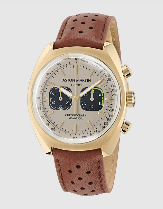 Aston Martin - TS2 Chronograph Gold-Tone Tan Leather Watch