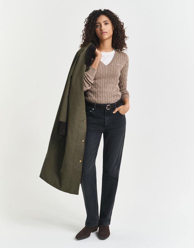 Gant - Stretch Cotton Cable V-Neck Knit