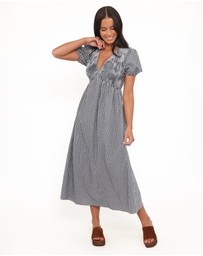Petal & Pup - Ilyana Short Sleeve Maxi Dress - Navy Gingham