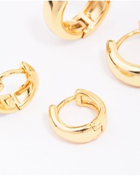 Lovisa - Gold Plated Brass Graduating Hoop Earring 3-Pack
