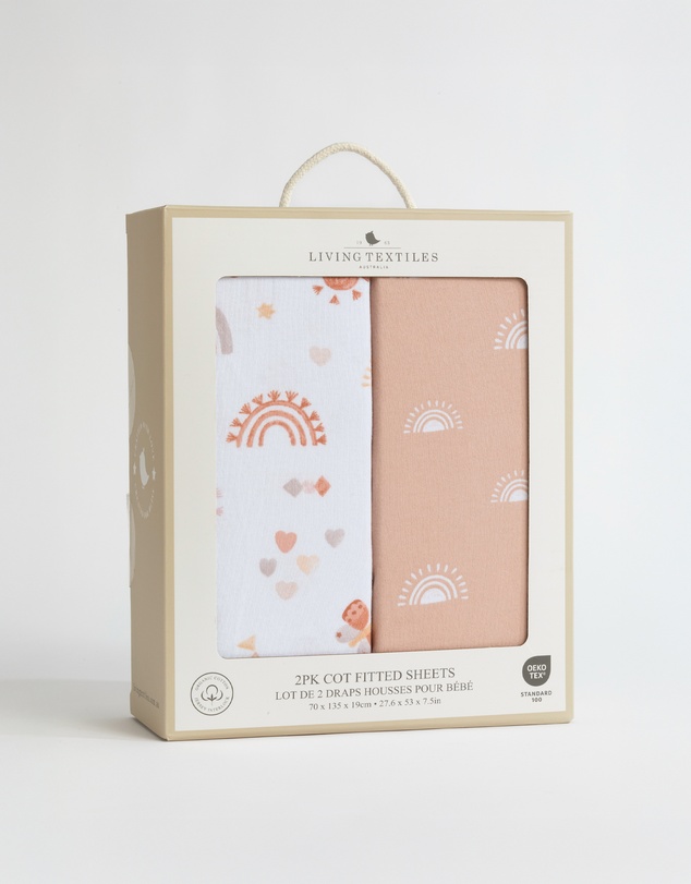 Living Textiles - 2 Pack Organic Cot Fitted Sheet - Bohemian Bliss