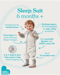 Love to Dream - Sleep Suit 2.5 TOG Organic Wool in Pink