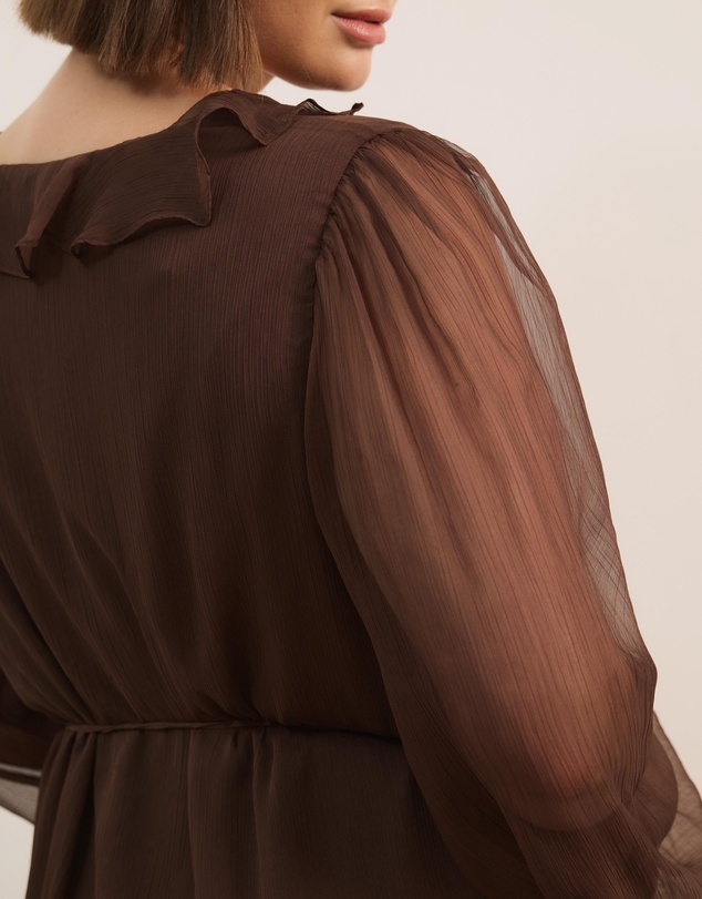Atmos&Here Curvy - Stella Long Sleeve Mini Dress With Frill Detail