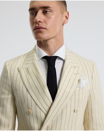 Calibre - Striped Double-Breasted Suit Jacket Bone