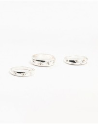 Lovisa - Silver Plated Celestial Star Rings 3-Pack