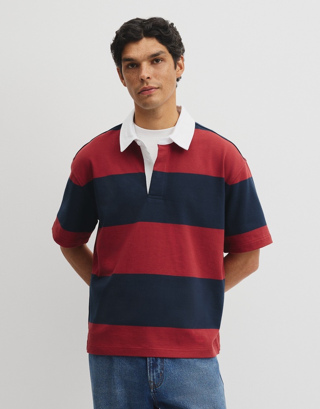 Country Road - Short Sleeve Australian Cotton Stripe Rugby Polo