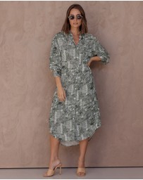 ALEXANDRA - Bantas Dress Emerald Textured Print
