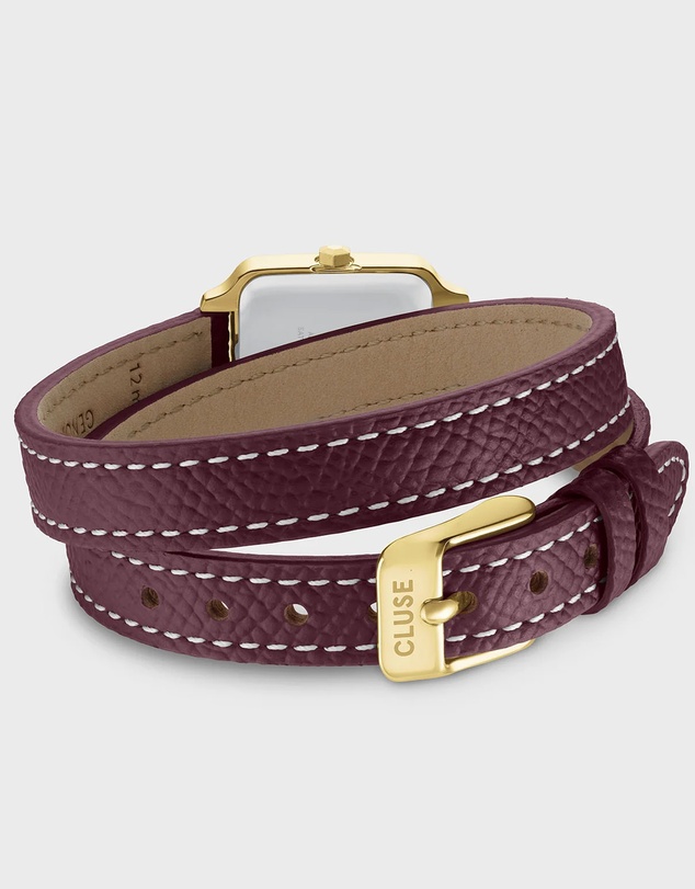 Cluse - Gracieuse Mini Watch Double Leather, Wine, Gold Colour