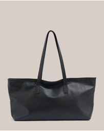 VESTIRSI - Mia Black Leather East West Slouchy Tote