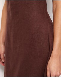 AERE - Quinn Embroidered Linen Midi Dress