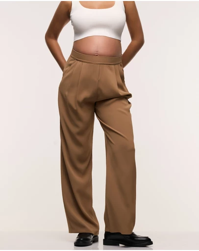 Soon Maternity - Wide Leg Pleated Pants