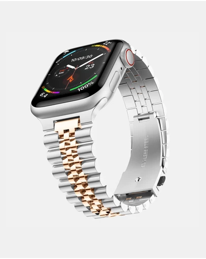 Friendie - Stainless Steel Link Bracelet Band - The Perth - Apple Watch Compatible