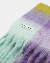 Morgan & Taylor - Emma Chunky Check Scarf Purple & Citrus Orange