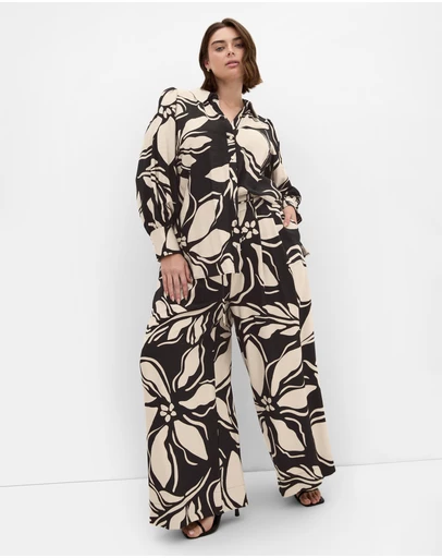 City Chic - Bella Wide Leg Print Pant