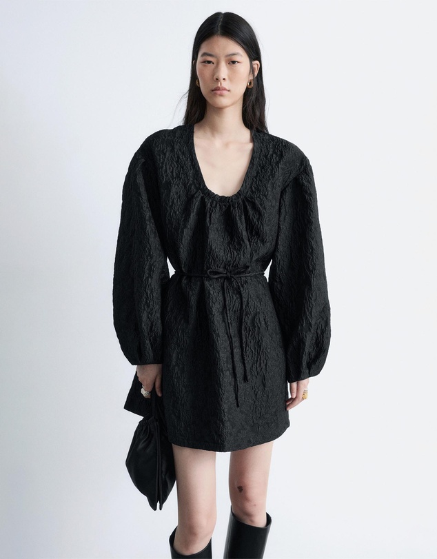 & Other Stories - Tie-Front Jacquard Mini Dress