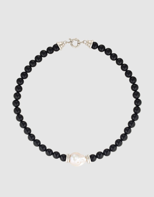 HOUSE OF SLANI - Black Silver Onira Onyx Bead Necklace