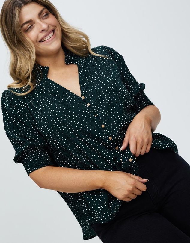 Atmos&Here Curvy - Brodie Puff Sleeve Blouse