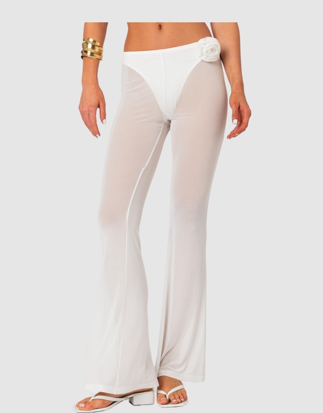 EDIKTED - Flo Sheer Mesh Flared Pants