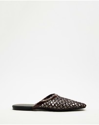 AERE - Woven Leather Slip on Mule