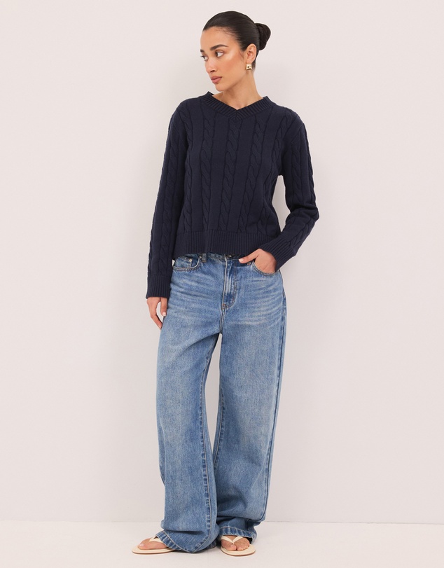 Calli - Leo Wool Blend Cable Knit Jumper