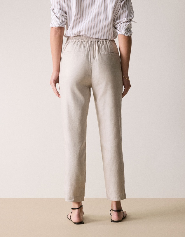 Trenery - Yarn Dyed Stretch Linen Blend Pull On Pant in Flax