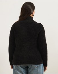 Atmos&Here Curvy - Cia Half Zipper Fluffy Turtleneck Sweater