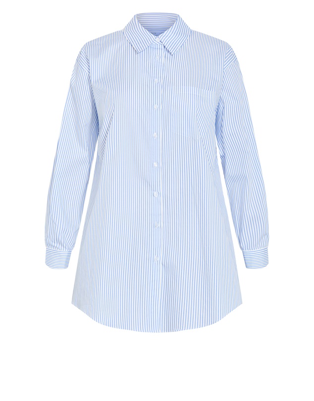 City Chic - Plus size Paige Stripe Cotton Shirt - blue