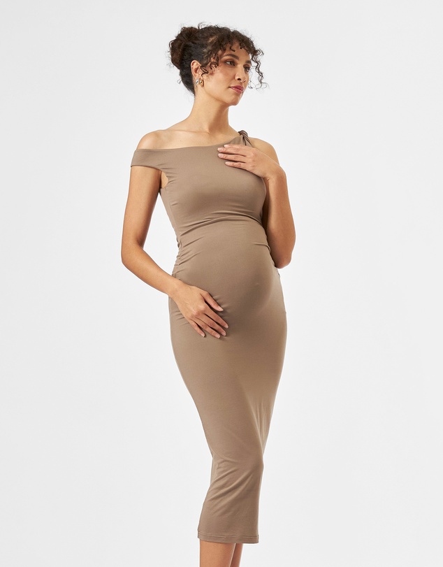Ripe Maternity - Luxe Knit Off Shoulder Dress