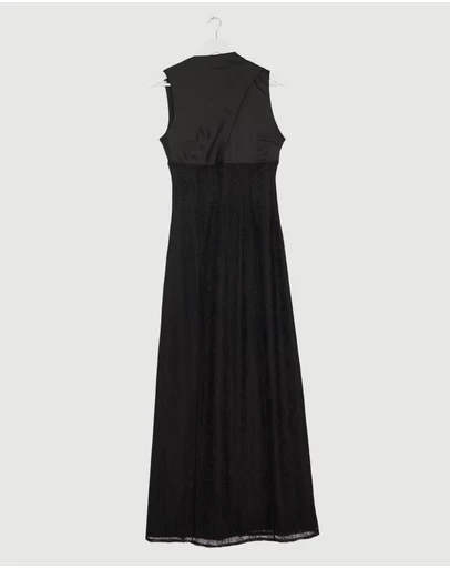 Revibe - Repaired CHANCERY Nia Self Scarf Satin and Lace Maxi Dress - AU 10