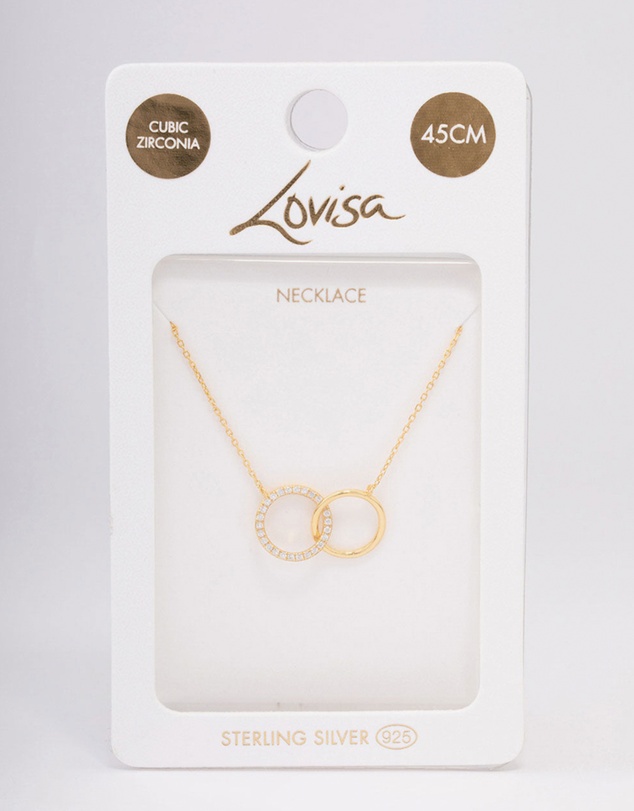 Lovisa - Gold Plated Sterling Silver Paved Link Hoop Necklace