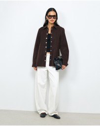 AERE - Suede-Look Panel Shirt