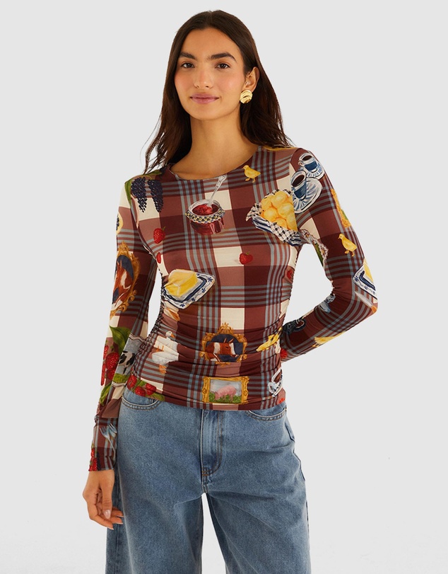 Farm Rio - Country Table Tartan Jersey Blouse