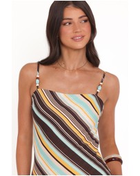Petal & Pup - Kosta Mini Dress - Brown Retro Stripe