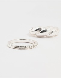Lovisa - Silver Plated Diamante Twisted Rings 3-Pack