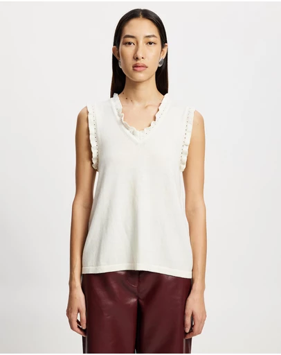 Lindsay Nicholas New York - Frill V-Neck Shell Top
