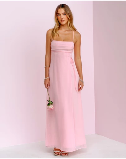Beginning Boutique - Flossie Pink Maxi Sleeveless Dress