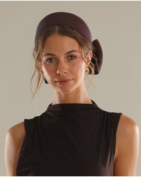 Morgan & Taylor - Tara Racewear Pillbox Hat in Dark Cherry Red