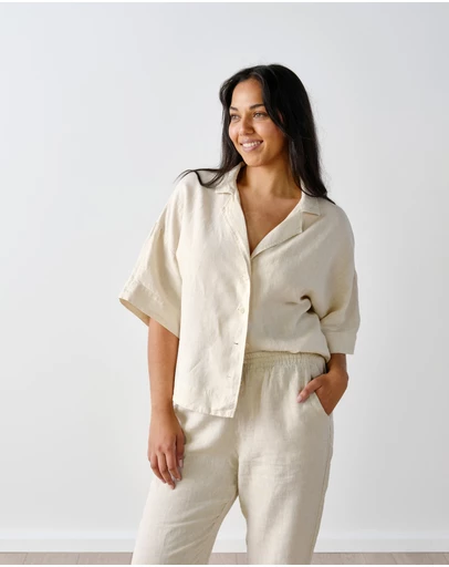Linen House - Nimes Pure Linen Wide-Sleeved Shirt